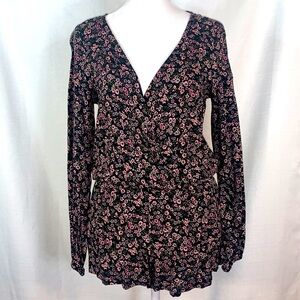 Forever 21 Black Floral Long Sleeved Romper- NWT
